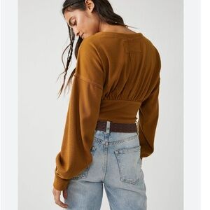 Free People We The Free “All Nighter” Thermal Top – Women’s XL, Golden Brown